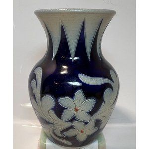 Paul V Schimitter Pottery Vase Handmade 1950's Floral Artist Signed 5" Dutch